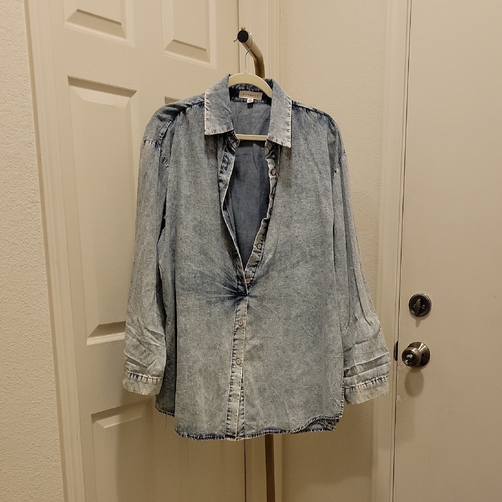 Denim Button-Up Shirt Romper